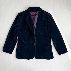 vtg 70s navy blue velvet blazer jacket‎